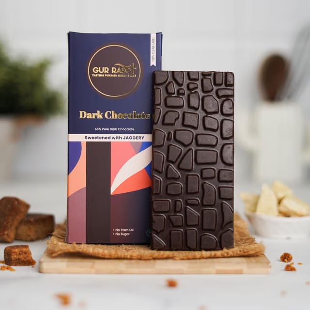 Gur Rasoi Dark Chocolate Bar-65% I Naturally Sweetened with Jaggery I Vegan I Sugarfree