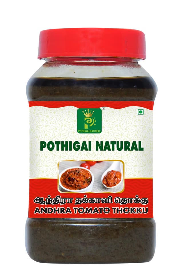 Pothigai Natural Andhra Tomato Thokku 300g/Authentic Andhra Style Achar Perfect for Rice, Dosa, Idli, Upma & Roti