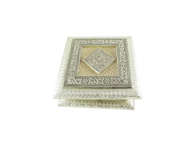 GoldGiftIdeas Oxidized Handmade Wooden Dry Fruits Box for Gift/Mukhvas Box/Festive Decor/Decorative Box for