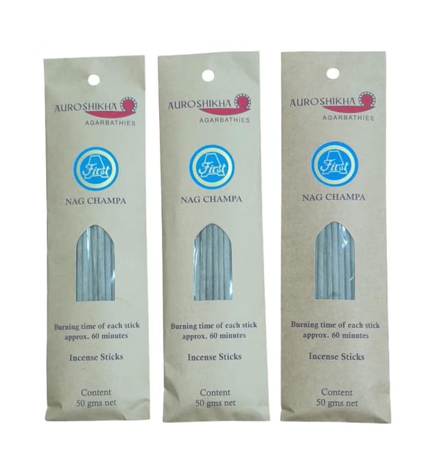 Auroshikha Nag Champa Incense Sticks,150 GMS - Set of 3
