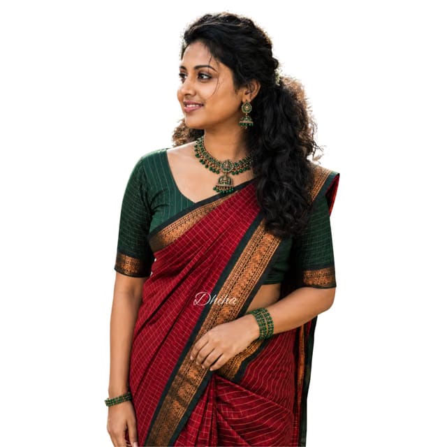 Gadwal Cotton Silk Checked Saree for Women