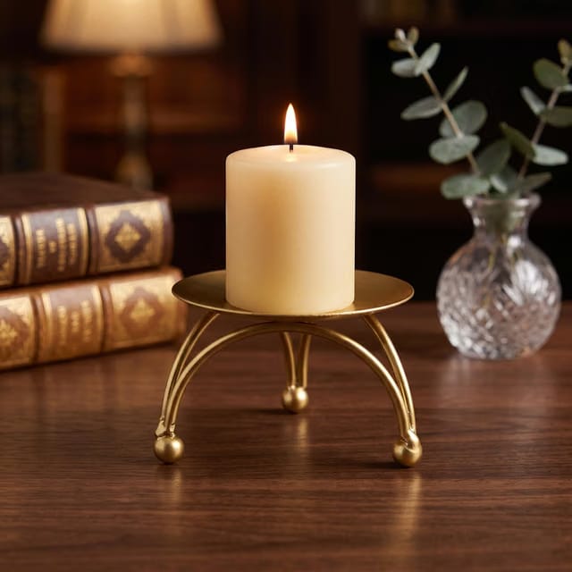 Elegant Metal Pillar Candle Holder Stand