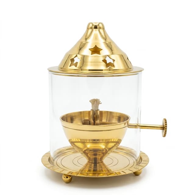 Akhand Brass Diya (Medium) with Adjustable Wick Holder