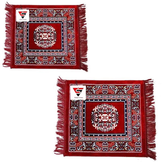 Velvet Meditation Prayer Pooja Asan for Puja Meditation Sitting, Red Color