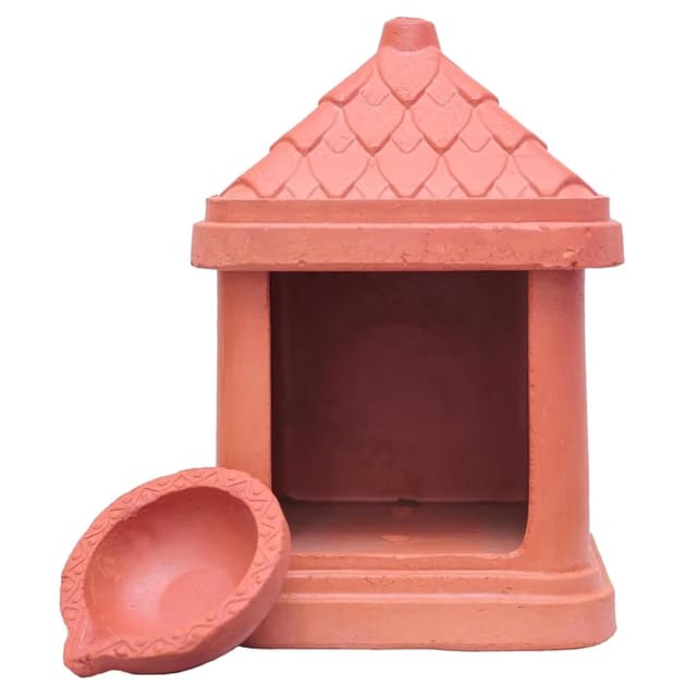 RUJAVE Handcrafted Terracotta Akhand Narkel Diya for Pooja Decor, Festive Decor, Diwali Decor, Home Décor