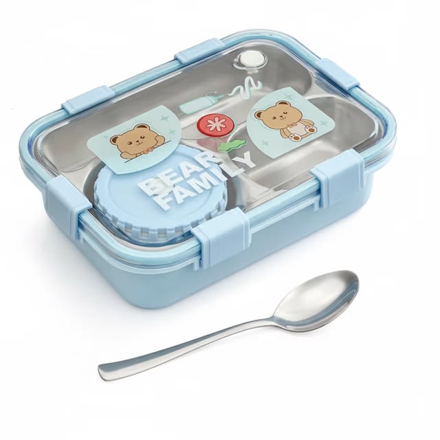 Stainless Steel Lunch Box with Spoon Sky Blue