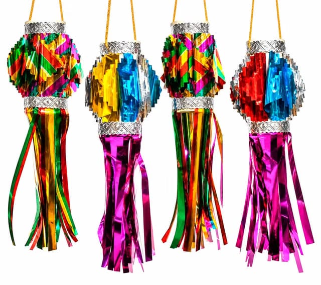 Pack of 12 Small Beautiful Diwali Lantern Small Akash Kandil Diwali Festival Balcony Decoration for Home Multicolor