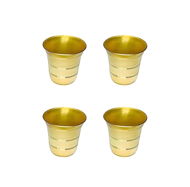 Beautifull Pure Brass Small Pooja Glass Set Of 4 Pcs For Serving Water, Milk, Or Other Offerings During Puja |