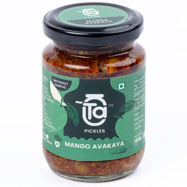 TA Pickles Mango Avakaya, Traditional Indian Pickle, 150g Glass Jar (Mango Avakaya)