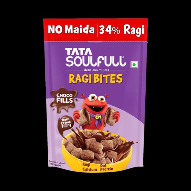 Tata Soulfull Ragi Bites Choco Fills, No Maida, More Cream Filling, Kids Cereal