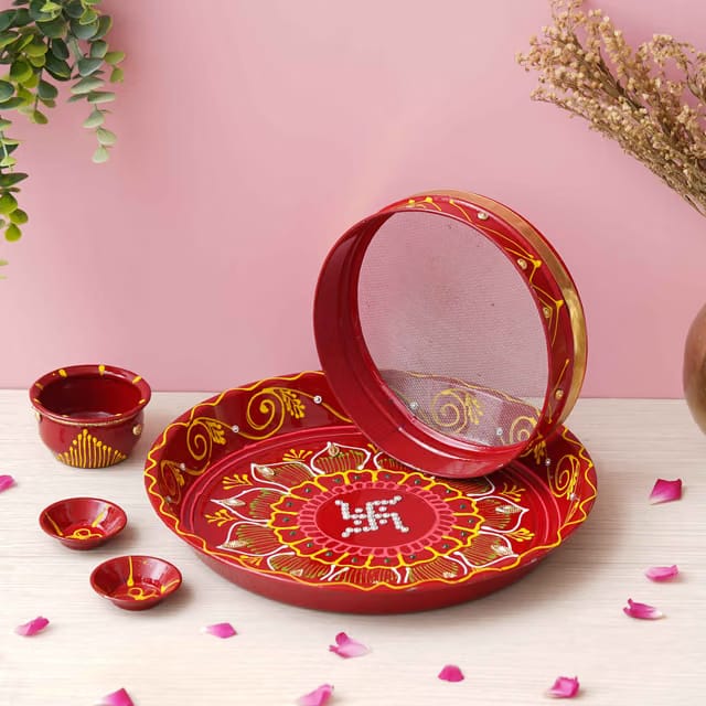 Karwa Chauth Thali Set - Floral Design