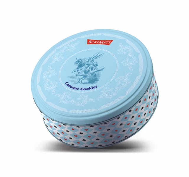 BakeMate Coconut Cookies 340g – Premium Crunchy Coconut Biscuits in Tin Box