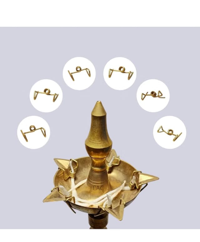 Pure Brass Samai Kadi, Wick Holder for Samayi Lamps & Vilakku, Thiri Stand for Kerala Diya