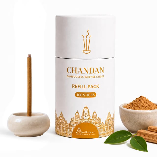 Sadhna.co Chandan Dhoop Sticks, Bambooless Incense Agarbatti, 100 Sticks