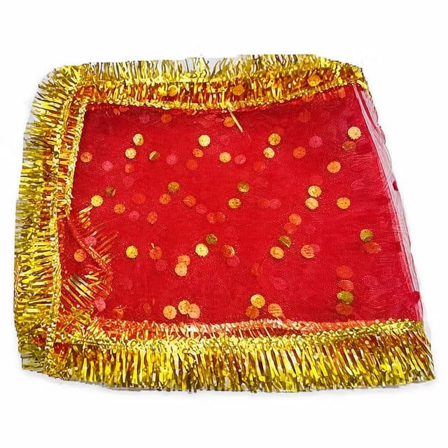 Navratri Special Net Fabric Devi MATA ki chunari/chunri Durga chunari For Navratri/Diwali/Kanya Pujan Red Color sm2