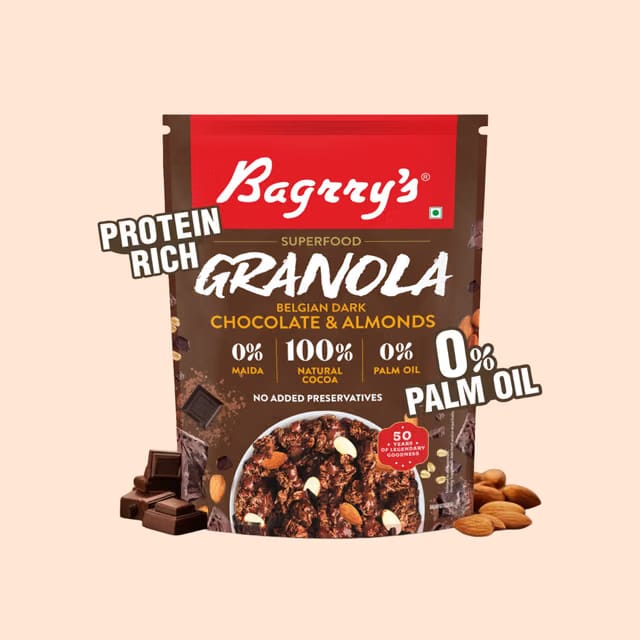 Bagrry's Belgian Dark Chocolate & Almonds Granola (Truly Natural Cocoa)