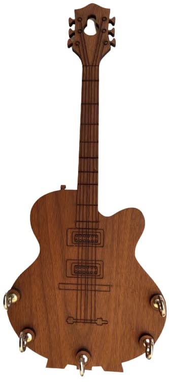 Guitar-Shaped Key Holder - Matte Finish Wooden Stand for Home & Office Decor