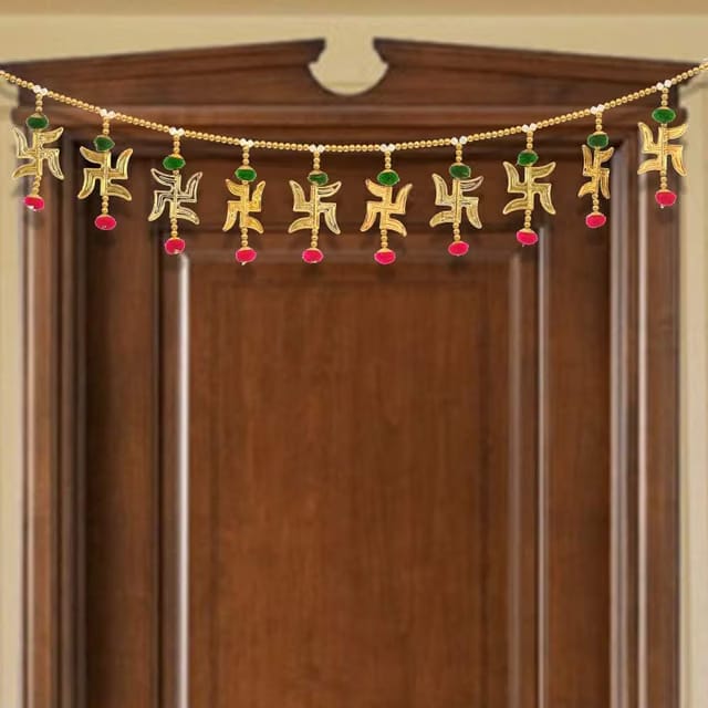 Exquisite Swastik Door Hanging Toran Bandhanwar for Diwali Decoration - 3 Ft Long, 30 MM