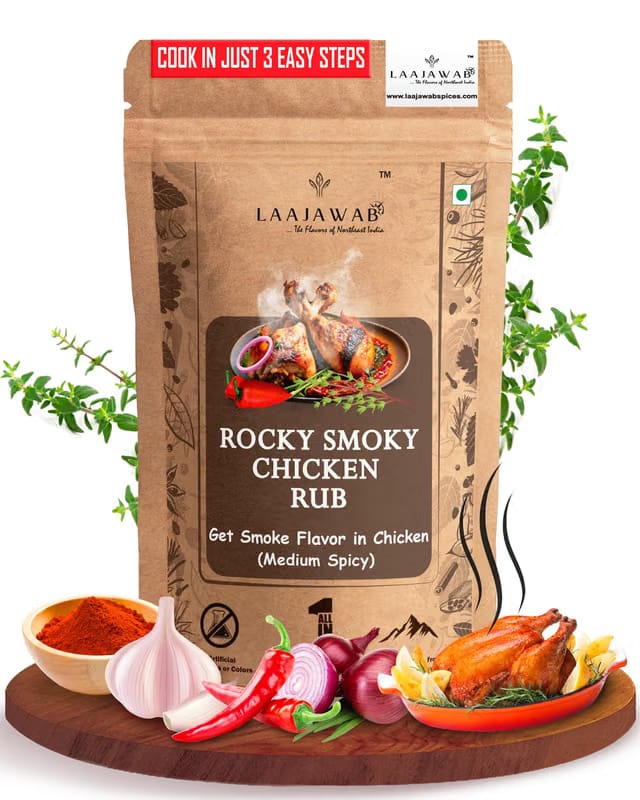 Laajawab Smoky Chicken Marinade Rub With Robust Blend Of Smoked Paprika, Garlic, Onion, Thyme & Red Chilli