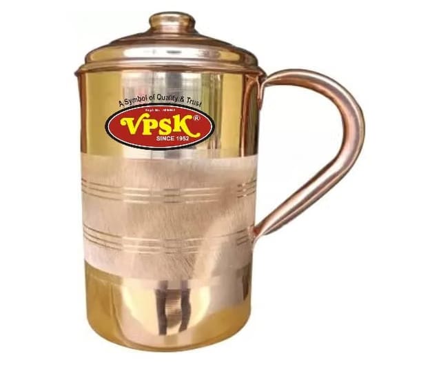 Pure Heavy Copper Jug with Lid Handmade Indian Copper Utensils for Ayurveda Healing