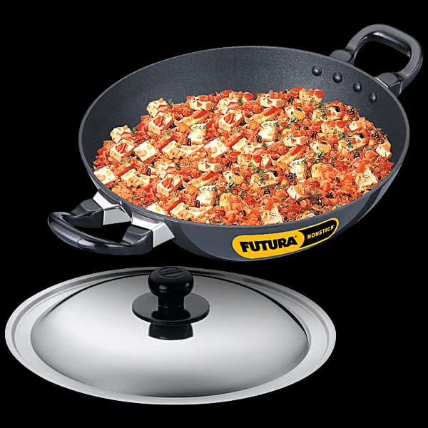 NK25S Non-Stick Deep Fry Pan/Kadhai - With Stainless Steel Lid