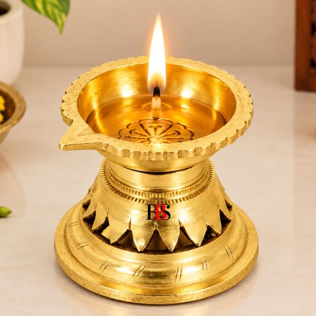 Diya Brass Small Size, Deepak Pooja Aarti, Brass Akhand Diya for Puja Small, Deepam Oil Lamp, Home Diwali Decoration