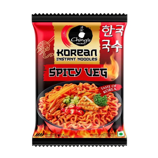 Ching's Korean Spicy Veg Instant Noodles, Veg, It's Hot, It's Spicy, It's Ching's