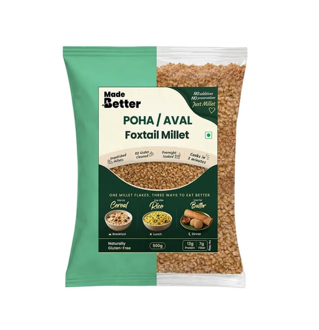MadeBetter Millet Poha - Foxtail, Rice Poha Alternative, 500g - 1 pack