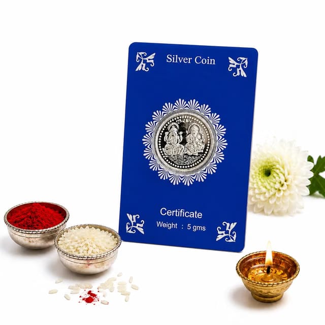 5g Laxmi ganesh Pure Silver plated coin Silver Coin