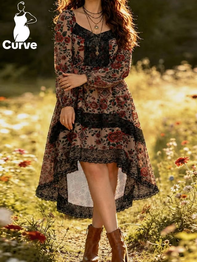 Women's Plus Size Sheer A-Line Dress