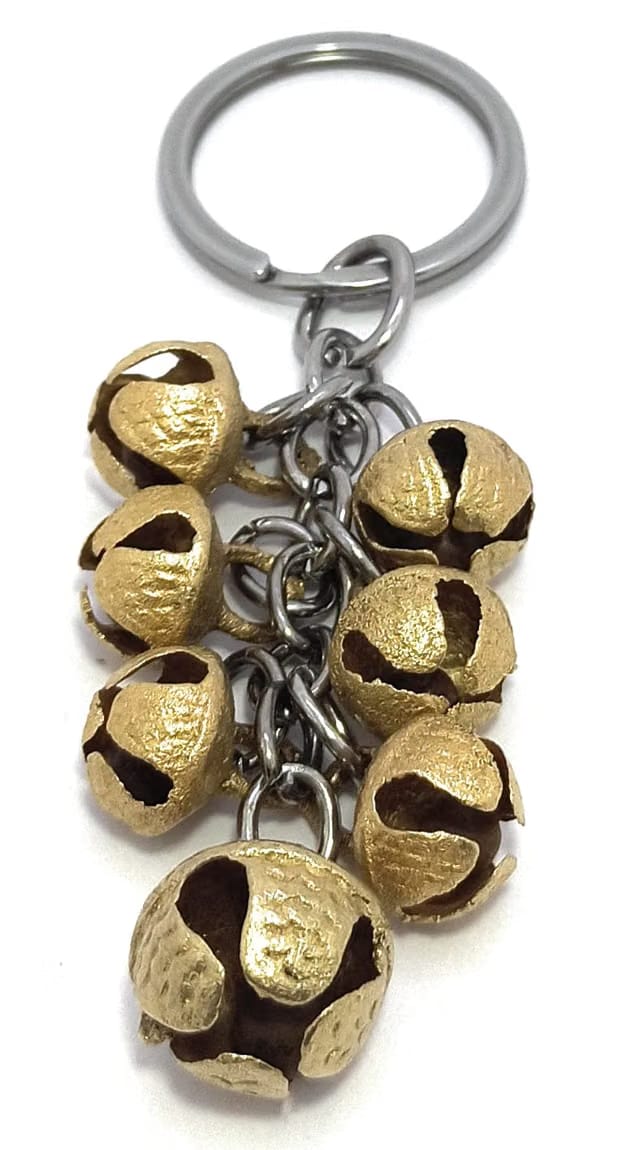 Brass Bell Indian Ghunghroo Peetal Joint Handmade Keychain (Gold)