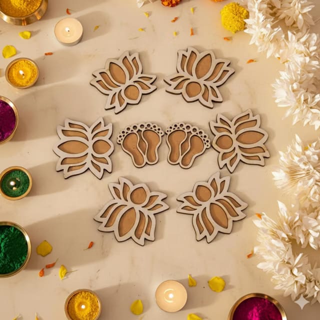 Portable Rangoli Making Stencils Set of 8 for Diwali Decoration Items for Home House Decorations