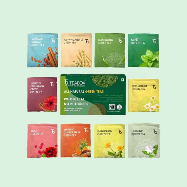 Teabox Assorted 20 Wellness Green Tea Bags