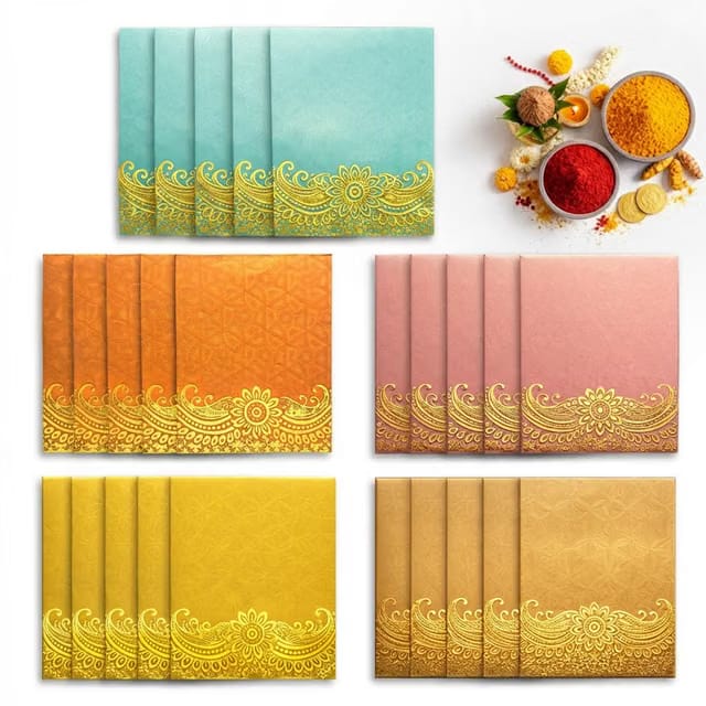 Money Gift Envelopes for Cash With Gold Foil Floral Design – Fancy Shagun Lifafa Mini Envelop for Wedding