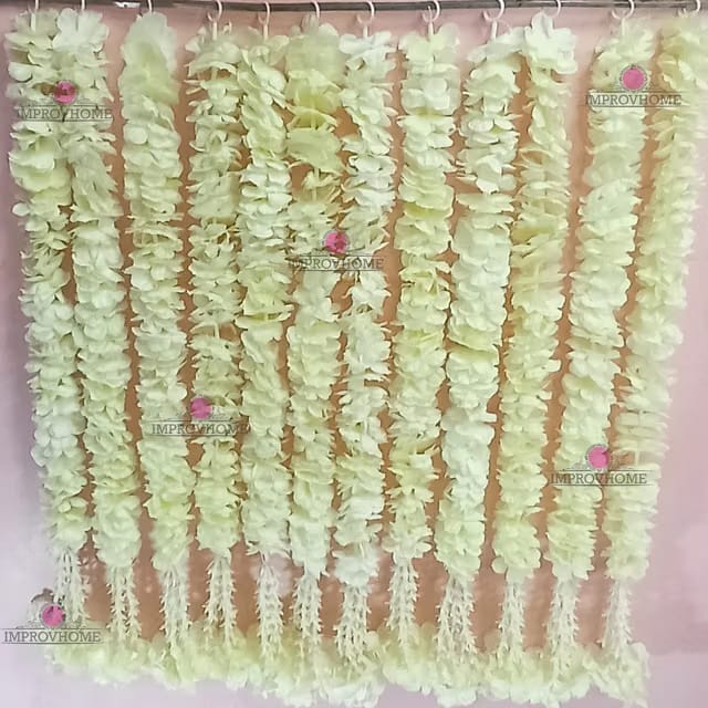 VRCT White Latkan String with White Flower, Hanging Torans Garland Bandhwar Decoration Item for Home Décor Diwali