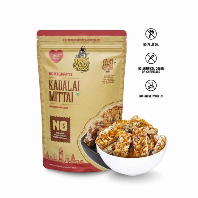 Indian Snack House Kovilpatti Kadalai Mittai Groundnut Chikki