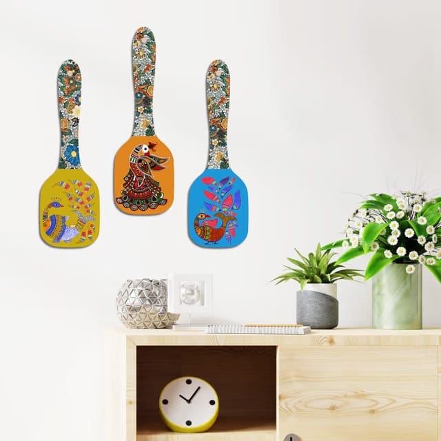 Craftssk Decorative Kalamkari Floral Art Wooden Wall Hanging Decoration Item for Home