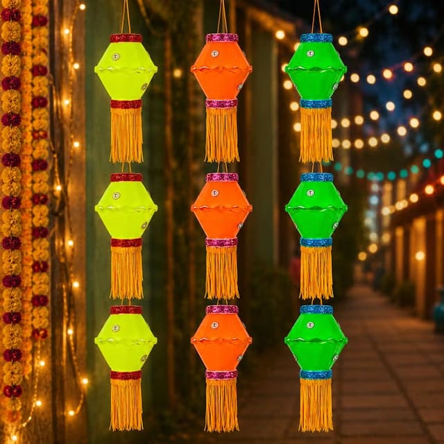 Rajtilak Plasto Jhilmil Multicolor Plastic Diwali Kandil Hanging Lantern