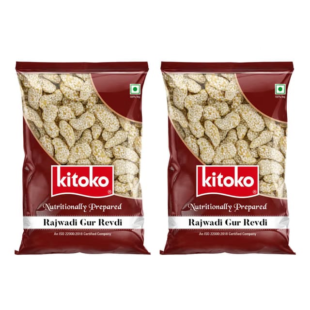Kitoko Rajwadi Revdi 200gm Pack of 2, Fresh & Crunchy Gur Rewari