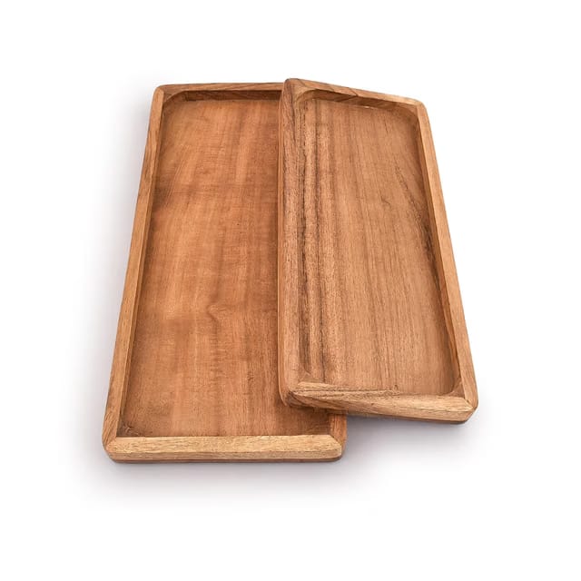 Acacia Wood Rectangular Wooden Platters for Food Holder/BBQ/Party Buffet Gift for Friend, Family.