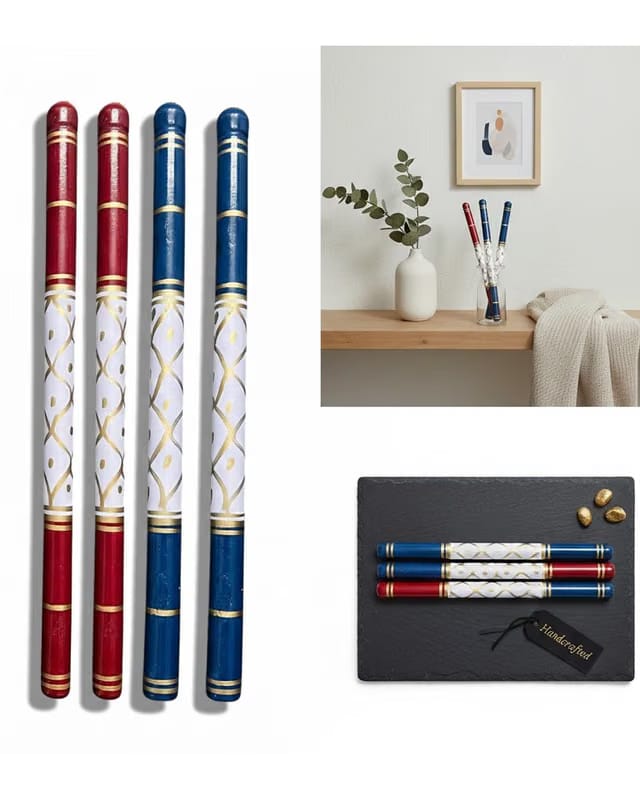 ADIMILAN (Pack of 2 Pairs) Colorful Wooden Dandiya Sticks for Dance