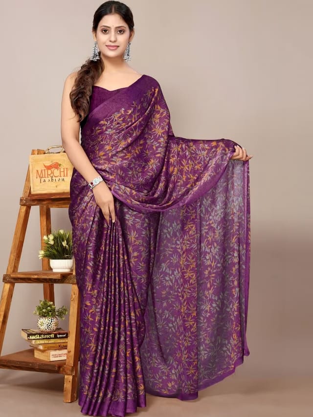 Floral Poly Chiffon Saree