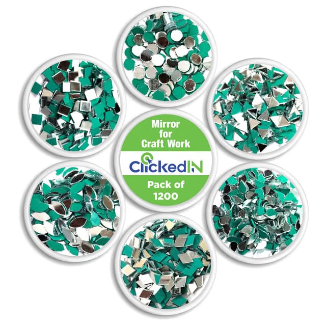 Clickedin Glass Mirror for Craft Work(Pack of 1200 Mirrors),Lippan Art Materials Kit Mirrors,Decorative Small Pieces for