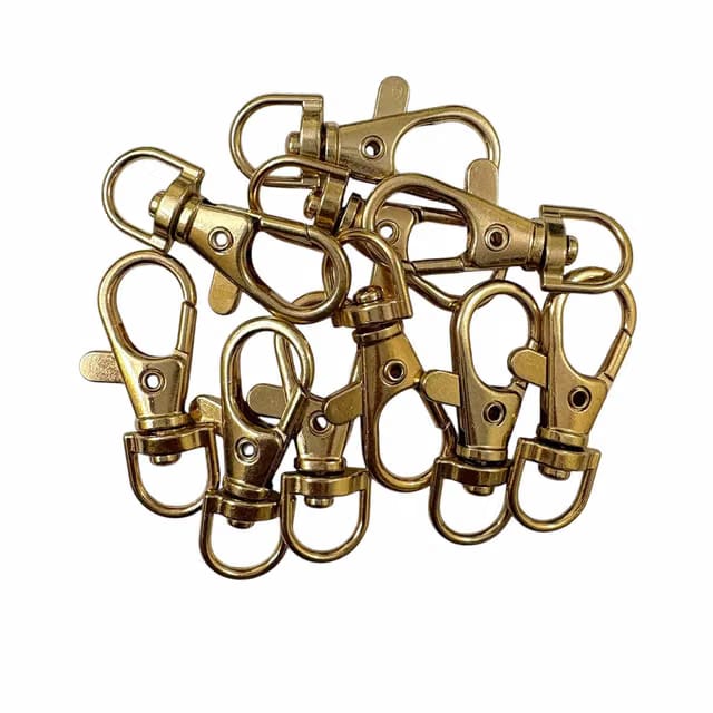 Ushaworks 10PCS Brass Swivel Lobster Clasps Keychain Hooks – Metal Snap Hooks with D-Ring for DIY Crafts, Purse
