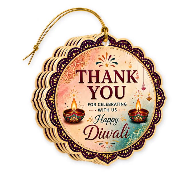 NYOTA Diwali Mandala Gift Tags with Golden Thread Return Gifts (Pack of 20 Gift Tags)