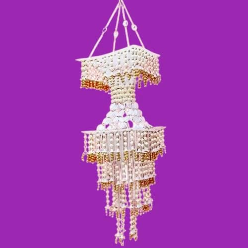 Multicolored, Gold, White Handmade Designer Jhumar Hanging Toran for Diwali Decoration, Versatile Occasion