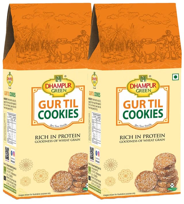 Dhampure Speciality Jaggery Gur Til Cookies Biscuit, 400G(2 X 200G)