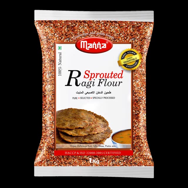 Manna Sprouted Ragi Flour – Nutritious Finger Millet Atta (Nachni / Kezhvaragu / Mandua)