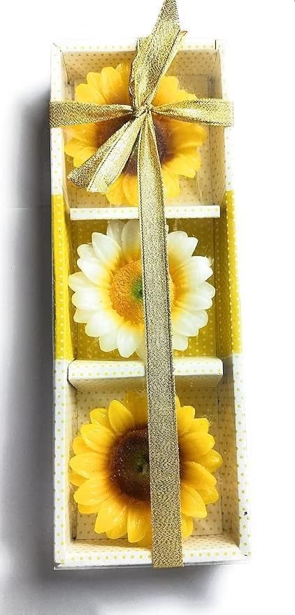 Ayansh Trader Store Sunflower Shaped Wax Floating Candles Tea- Lights for Centre Pieces Diwali Decorations