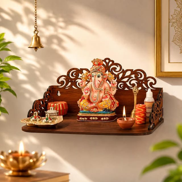 Wooden Pooja Mandir for Home Wall
